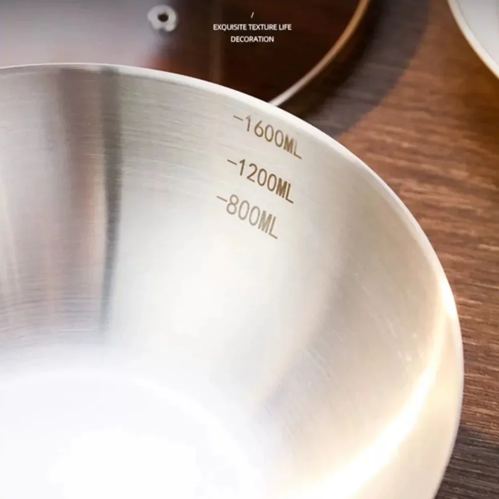 Poêle antiadhésive en acier inoxydable 430, petite poêle wok, compatible avec les plaques à induction et les cuisinières à gaz, sans revêtement, idéale pour la cuisine et les soupes.