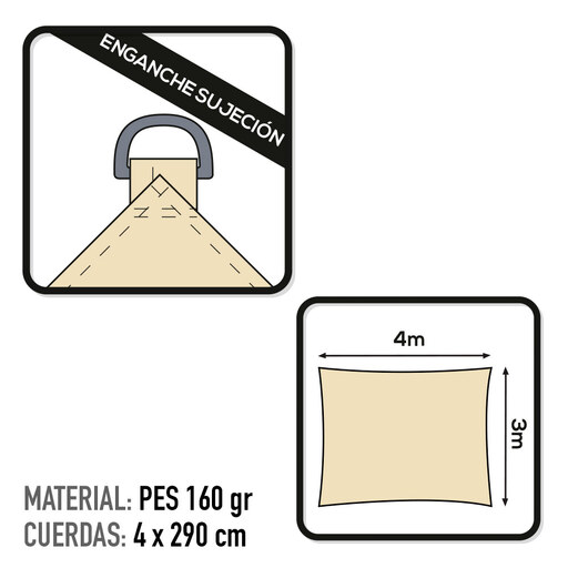 Toldo Vela Sombreo Rectangular Aktive Garden