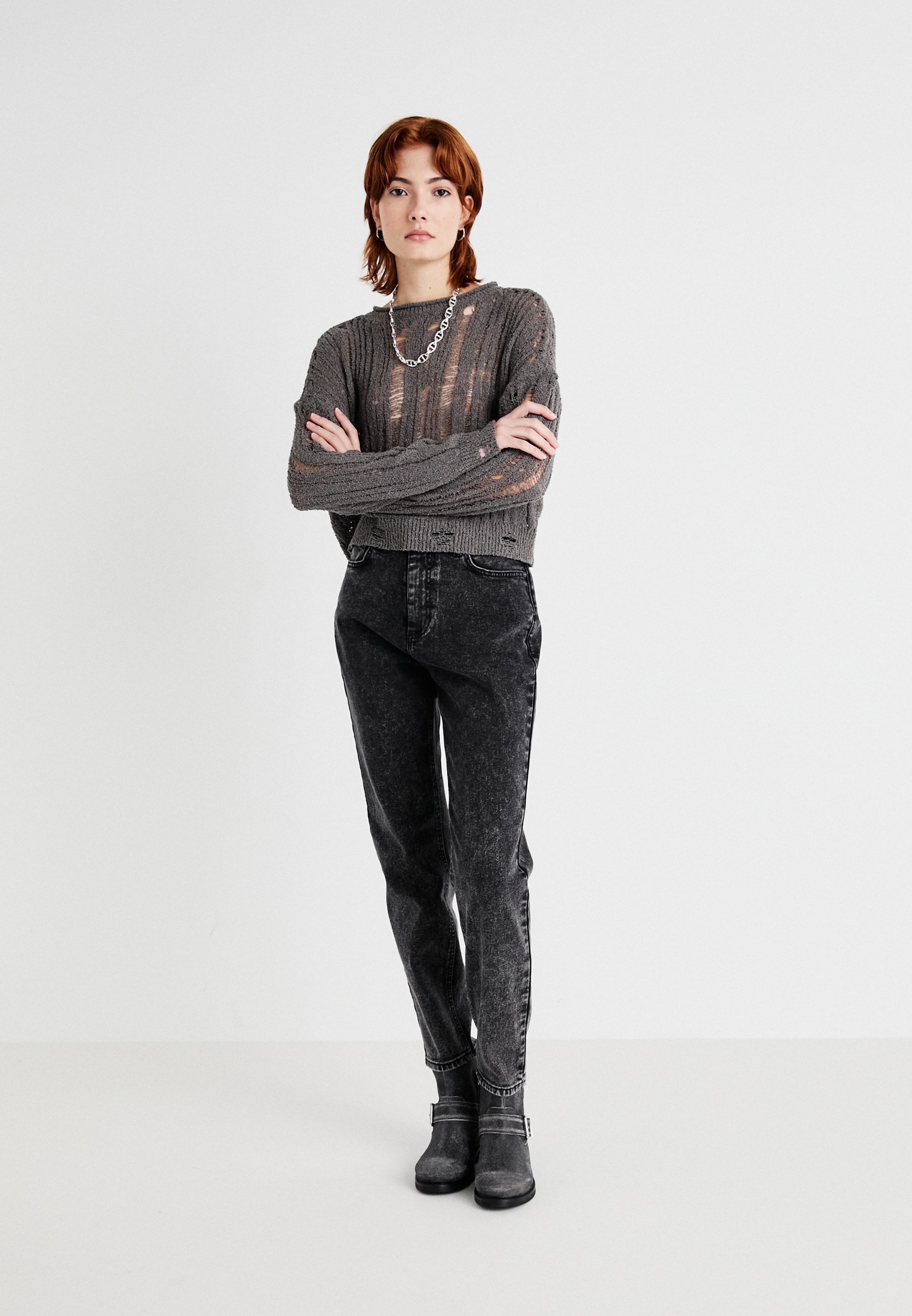 Noisy May NMMONI - Relaxed fit jeans - donkergrijze denim