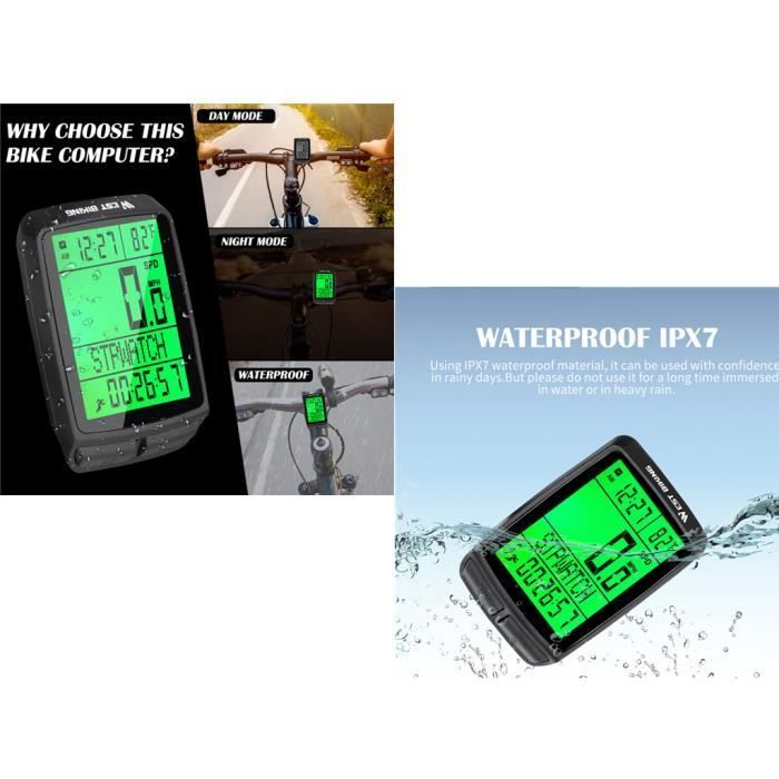 Bike Computer - Mountain Bike - Wireless - IPX7 Waterproof - Backlit LCD Screen - Multifunctional