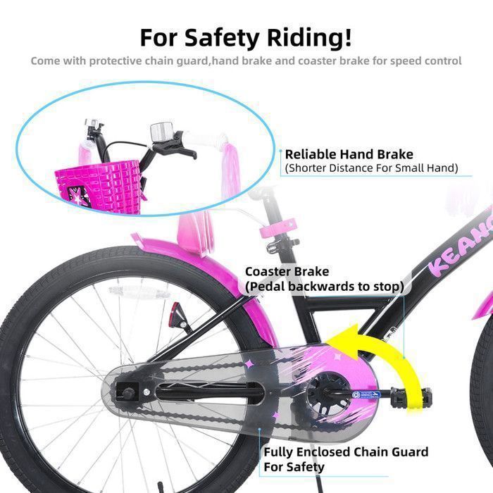 Kinderfiets - JOYSTAR - 50 cm - Met zwart mandje en poppenzitje - Geschikt voor kinderen van 7 tot 13 jaar - Zwart