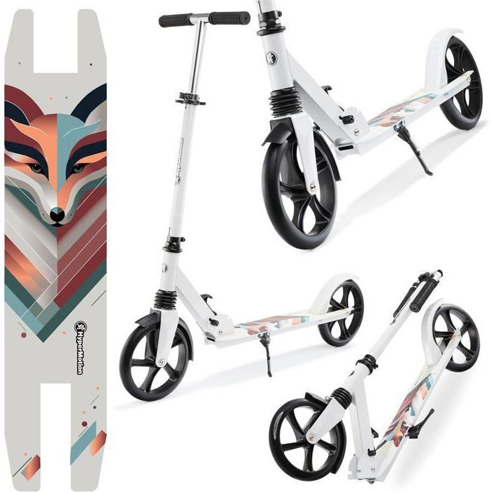 Children's Scooter 100kg max - HYPERMOTION - Winter Fox - Foldable - Adjustable Handlebar 85-95cm - ABEC 7