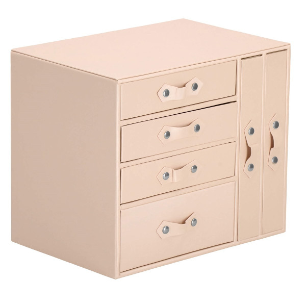 Szkatułka na biżuterię ekoskóra 26x22x18 cm różowy organizer