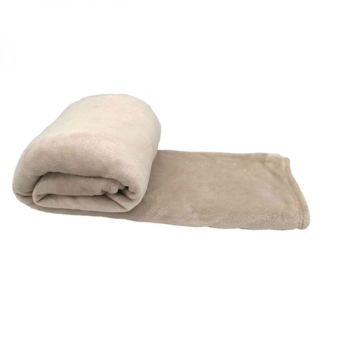 Manta/colcha de franela polar ultrasuave, 220 x 240 cm - Beige - Vivezen