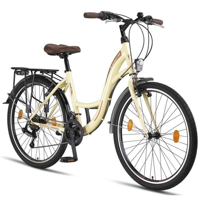 Unicorn Bike Stella Premium City Bike – Comfortable Dutch Bike, (Beige 26)