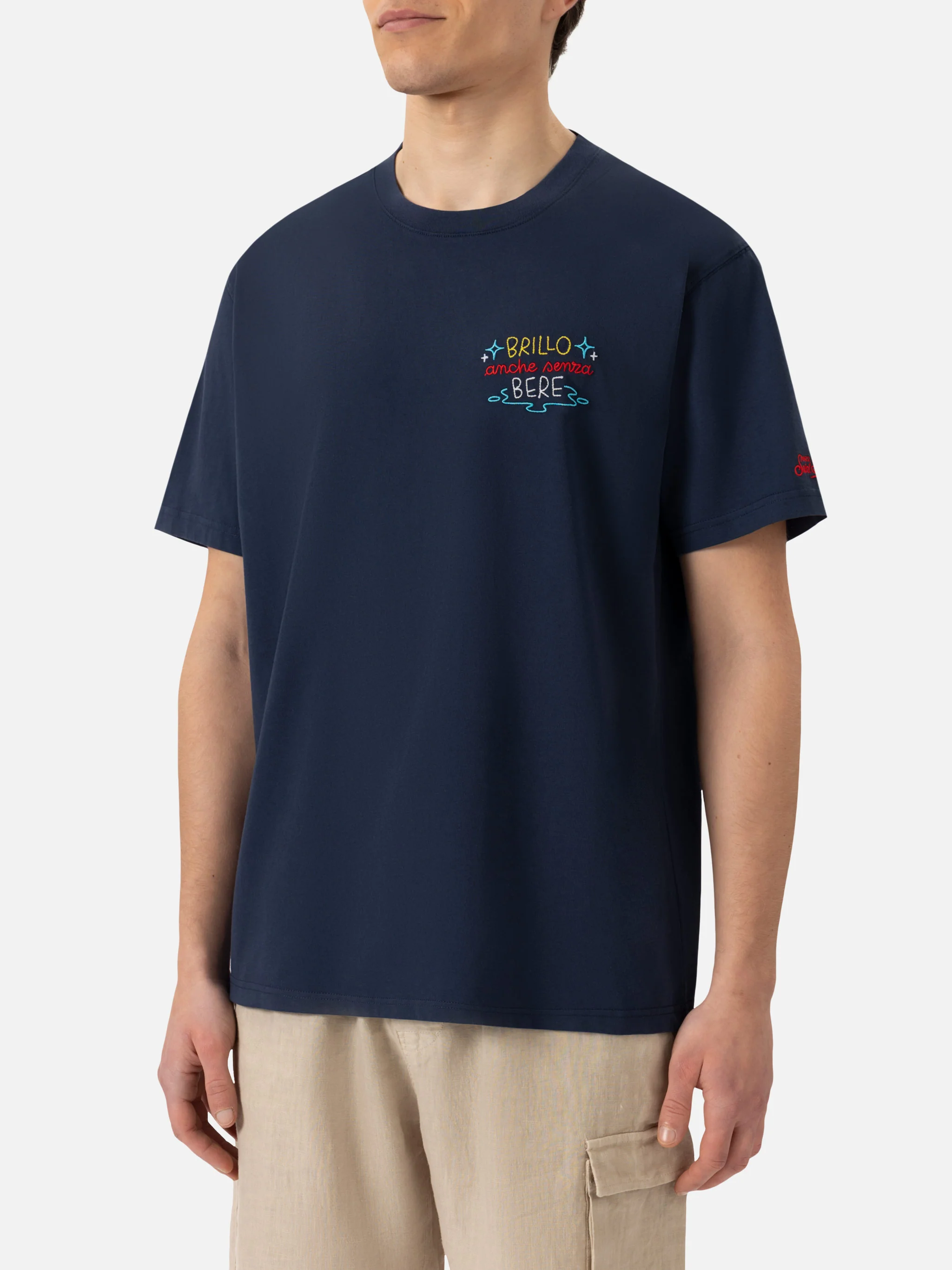 T-shirt Portofino in jersey di cotone classic fit con ricamo Brillo se
