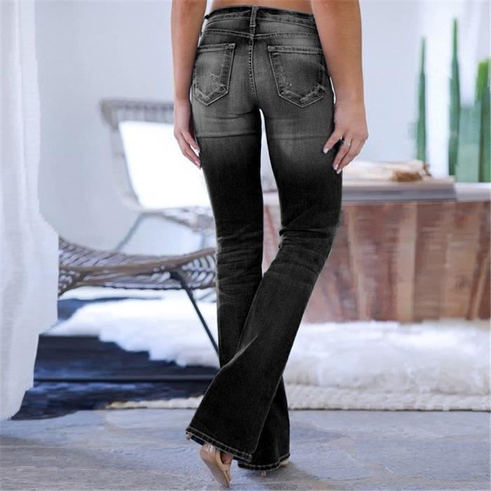 Jeans ajustados para mujer - FUNMOON - Negro - Cálido - Primavera y verano - Estilo urbano