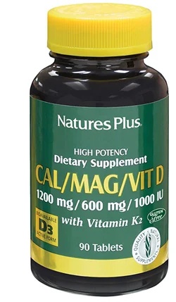 Calcium- en magnesiumtabletten met vitamine D3 en K2 (90 stuks)