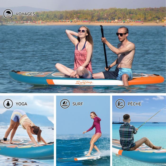 Inflatable Stand Up Paddleboard - 335x84x15cm - Inflatable Board with Seat - SUP Board - Up to 150 kg - Blue