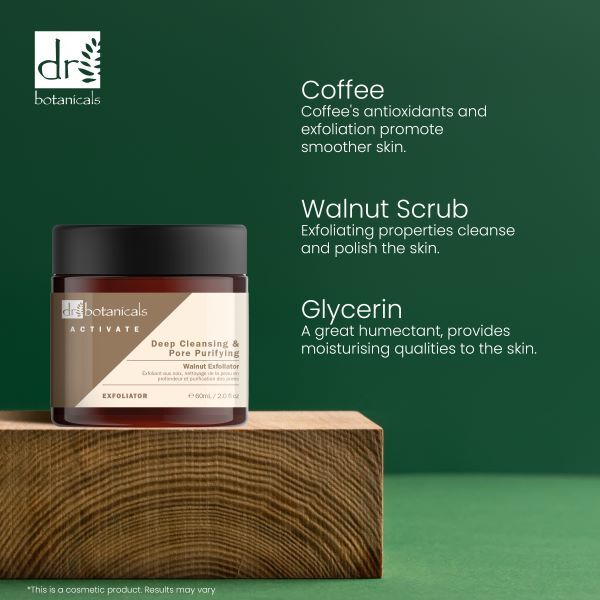 Dr. Botanicals Čisticí a pórový exfoliační přípravek s vlašskými ořechy