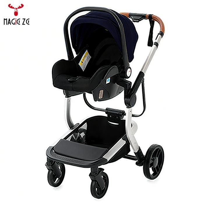 Magic ZC 3-in-1 kinderwagencombinatie, waterdicht PU-leer, trio-kinderwagen, in één stap op te vouwen, zeven cadeaus