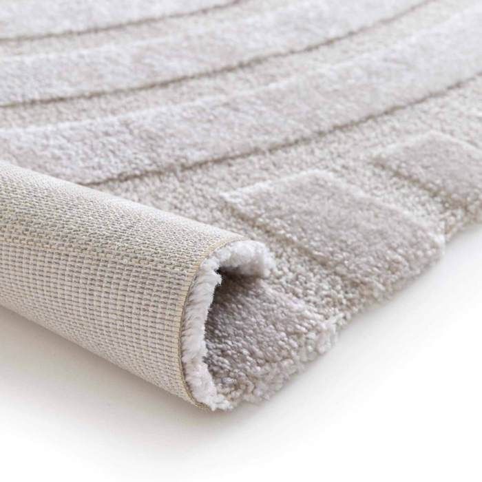 Tapis rectangulaire à poils ras motif contemporain beige 160 x 230 cm - Oviala