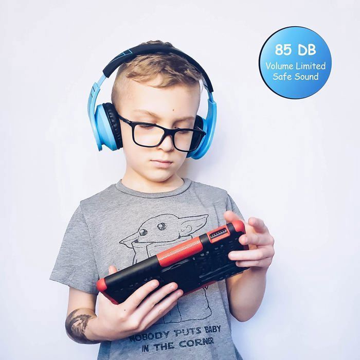 PowerLocus Wireless Bluetooth Headphones, Children's Audio Headphones - Blue