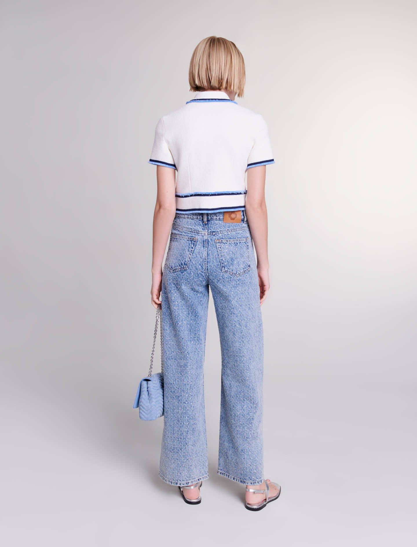 Jeans met wijde pijpen en glitter - Blauw
