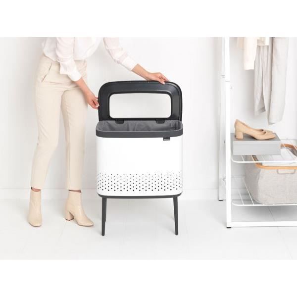 BRABANTIA Corbeille à linge Bo, 60 litres - Blanc