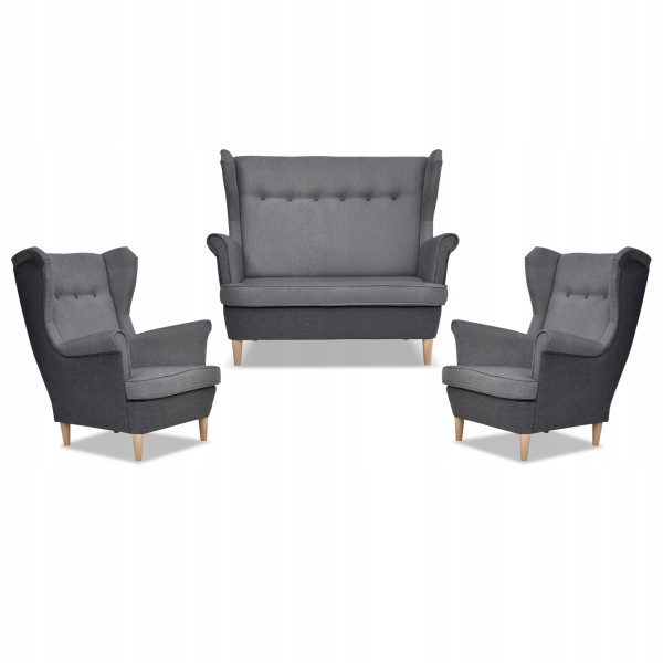 Zestaw wypoczynkowy ARI DUO sofa fotele Family Meble szaro - szary
