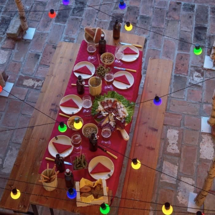 Guirnalda de luces solares LOTTI - 15 bombillas LED de Ø 5 cm - Multicolor - 8 m