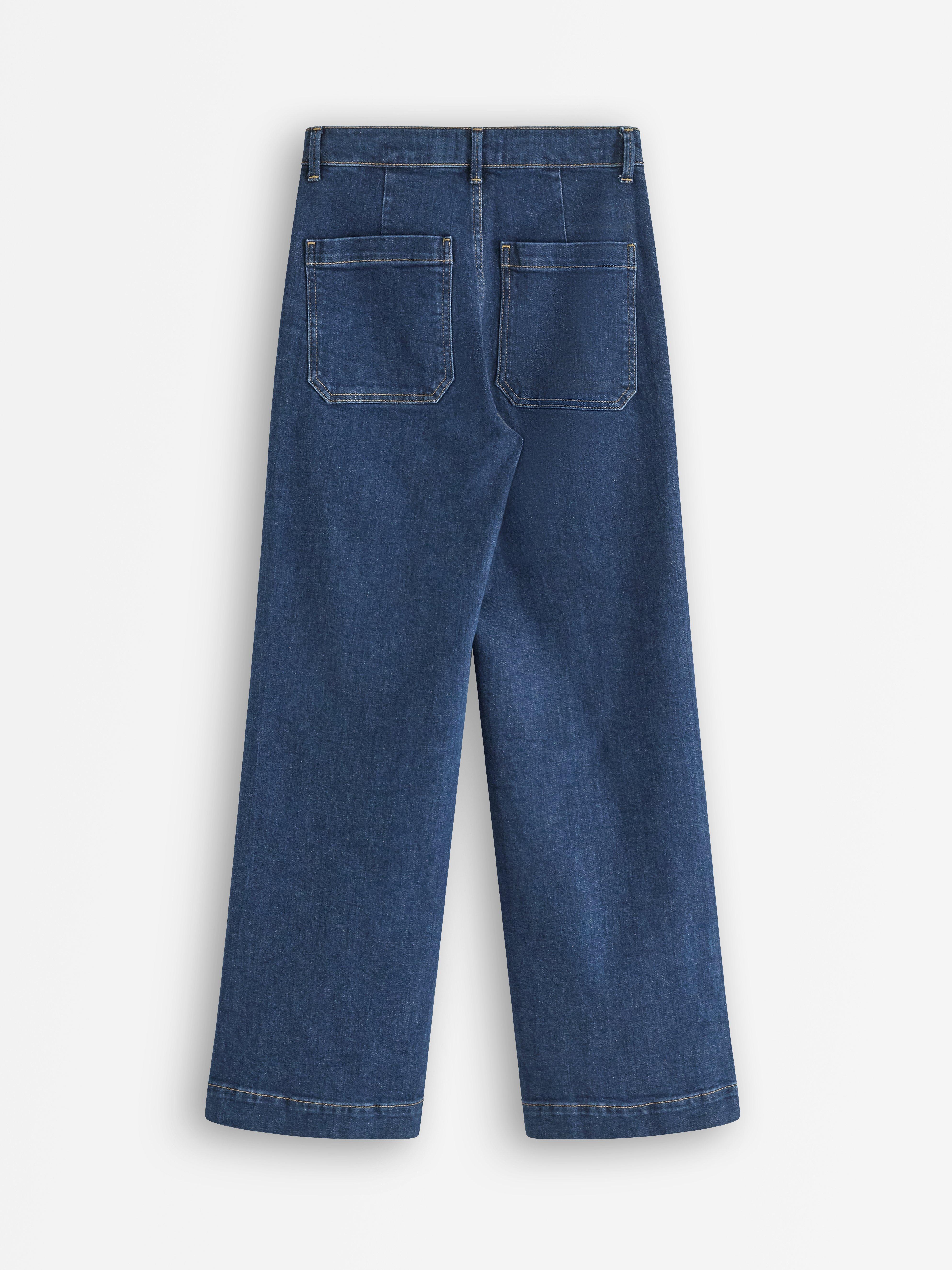 WIDE  jeans med kort ben Dark denim