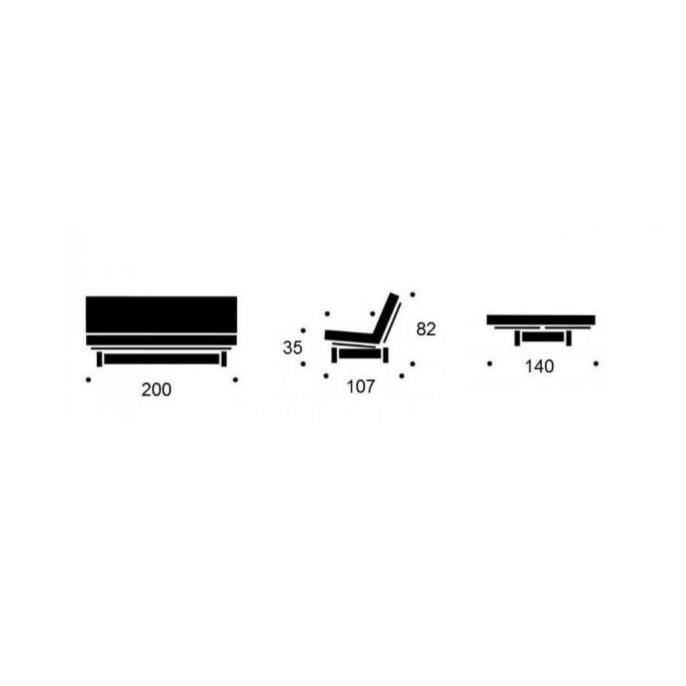 Banquette convertible FRESH pin tissu lin couchage 140x200 cm.