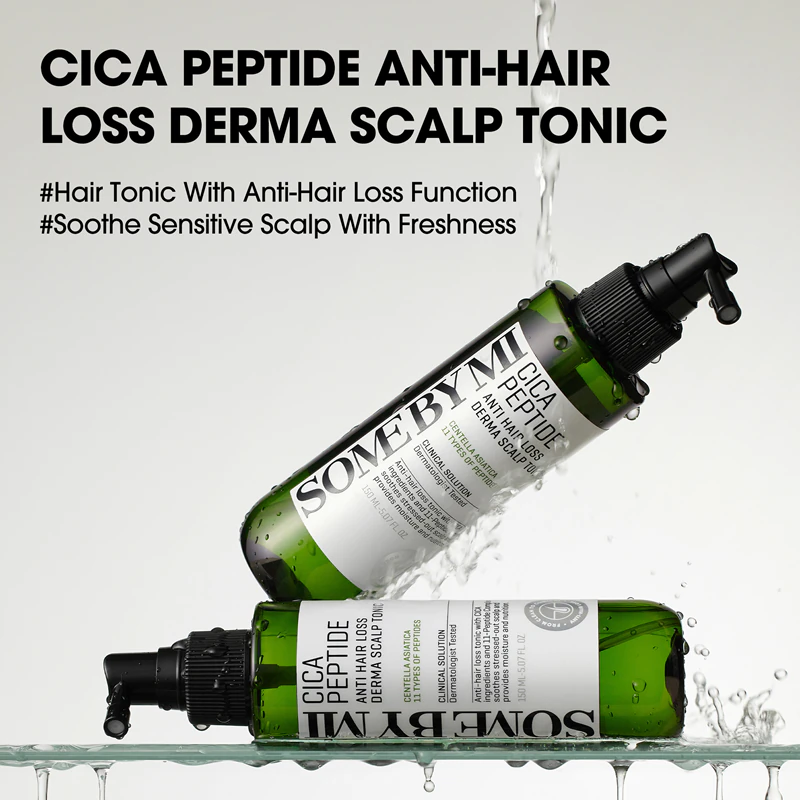 Some By Mi Cica Peptide Derma Scalp Tonic: tônico hidratante e nutritivo contra a queda de cabelo.