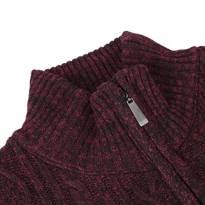 Cárdigan casual ajustado para hombre ALLTHEMEN, chaqueta de punto grueso con cuello alto, 5 colores lisos, rojo, talla S