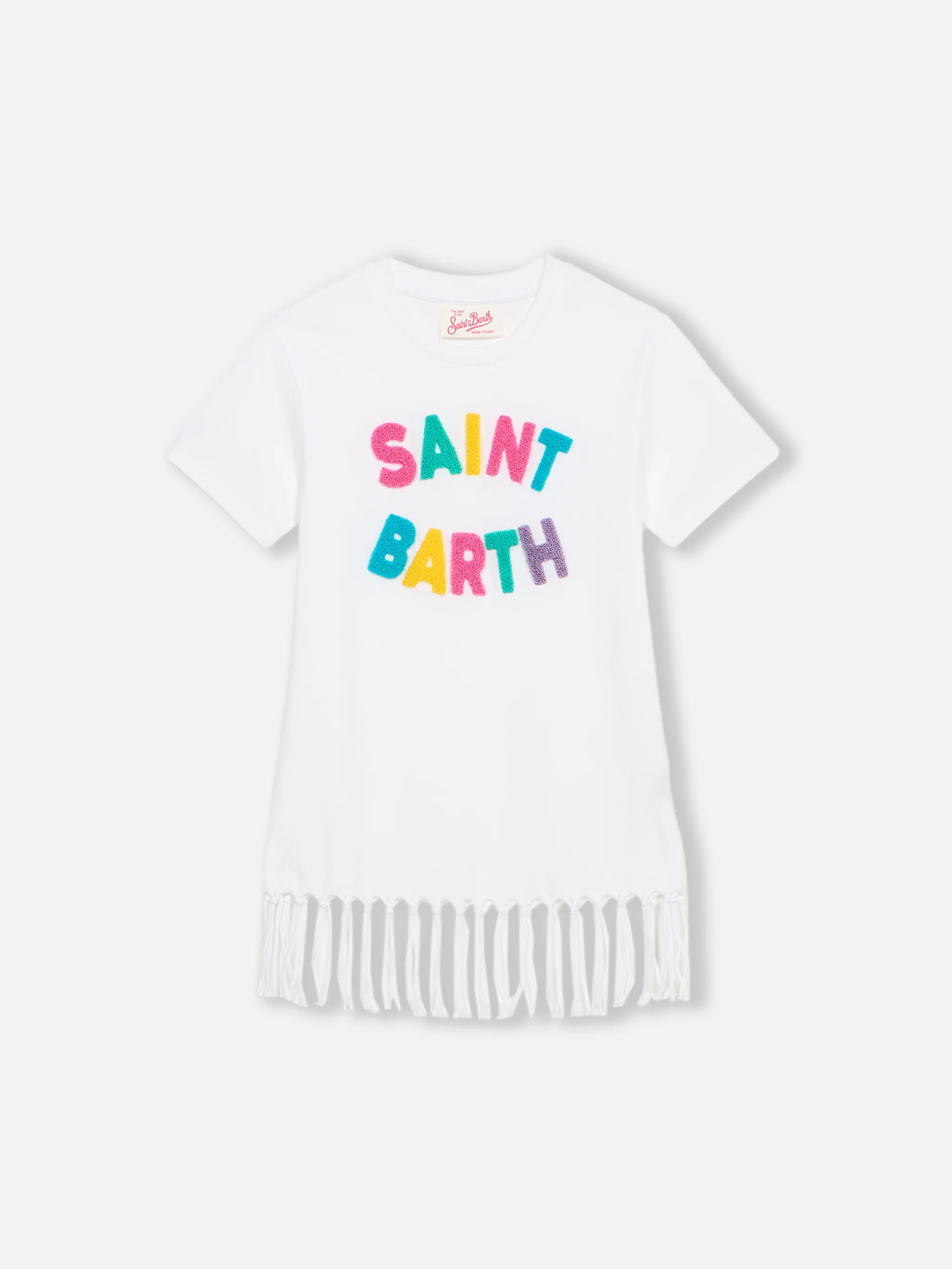 Abito Abbey da bambina con frange e patch in spugna