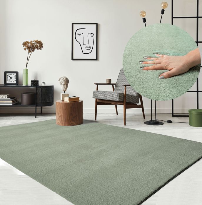 Alfombra suave - LA ALFOMBRA - Relajante - Antideslizante - Lavable - Verde 140x200 cm