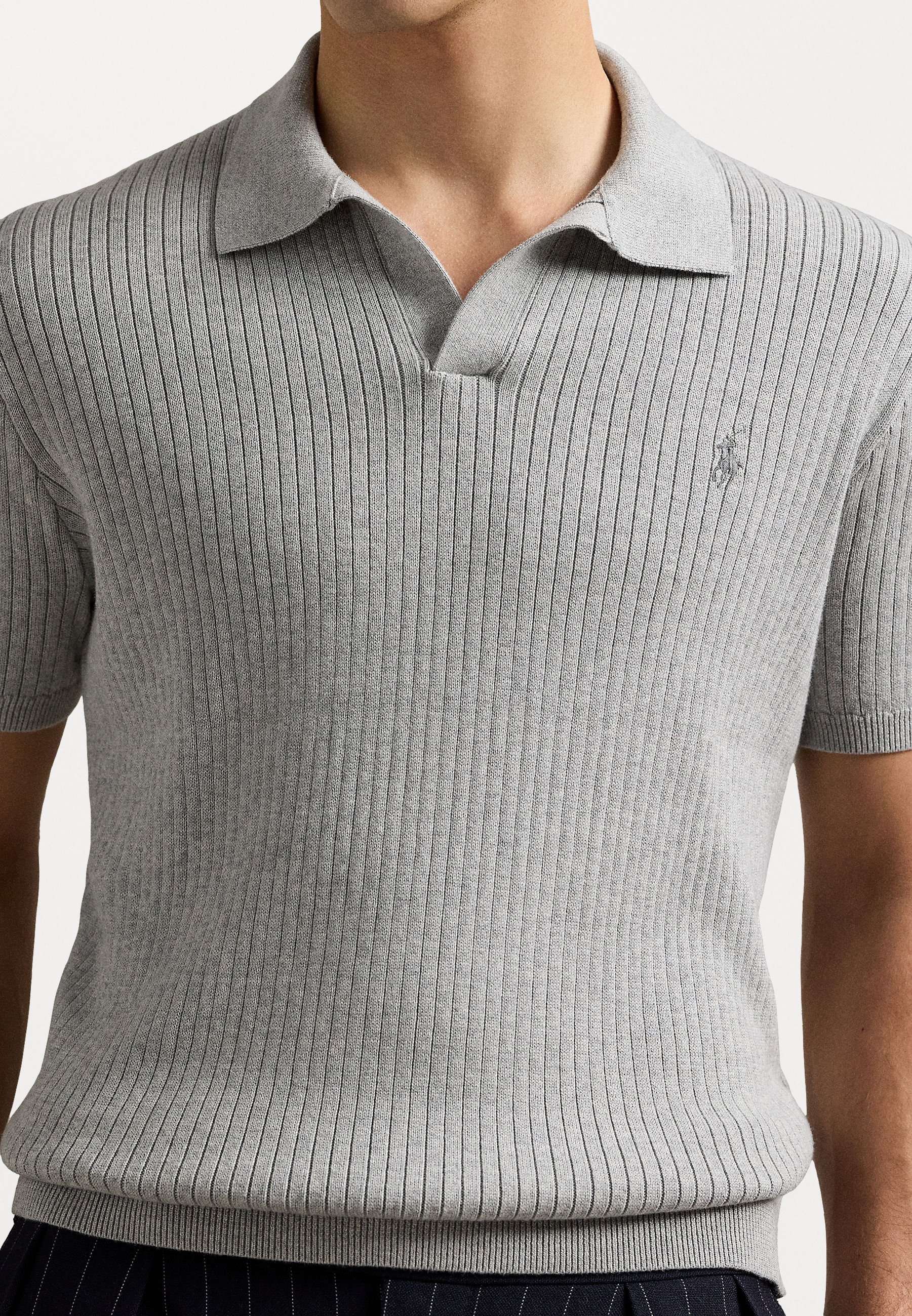 Polo Ralph Lauren Rippstrick-Baumwollpullover mit kurzen Ärmeln - Poloshirt - Andover Heather