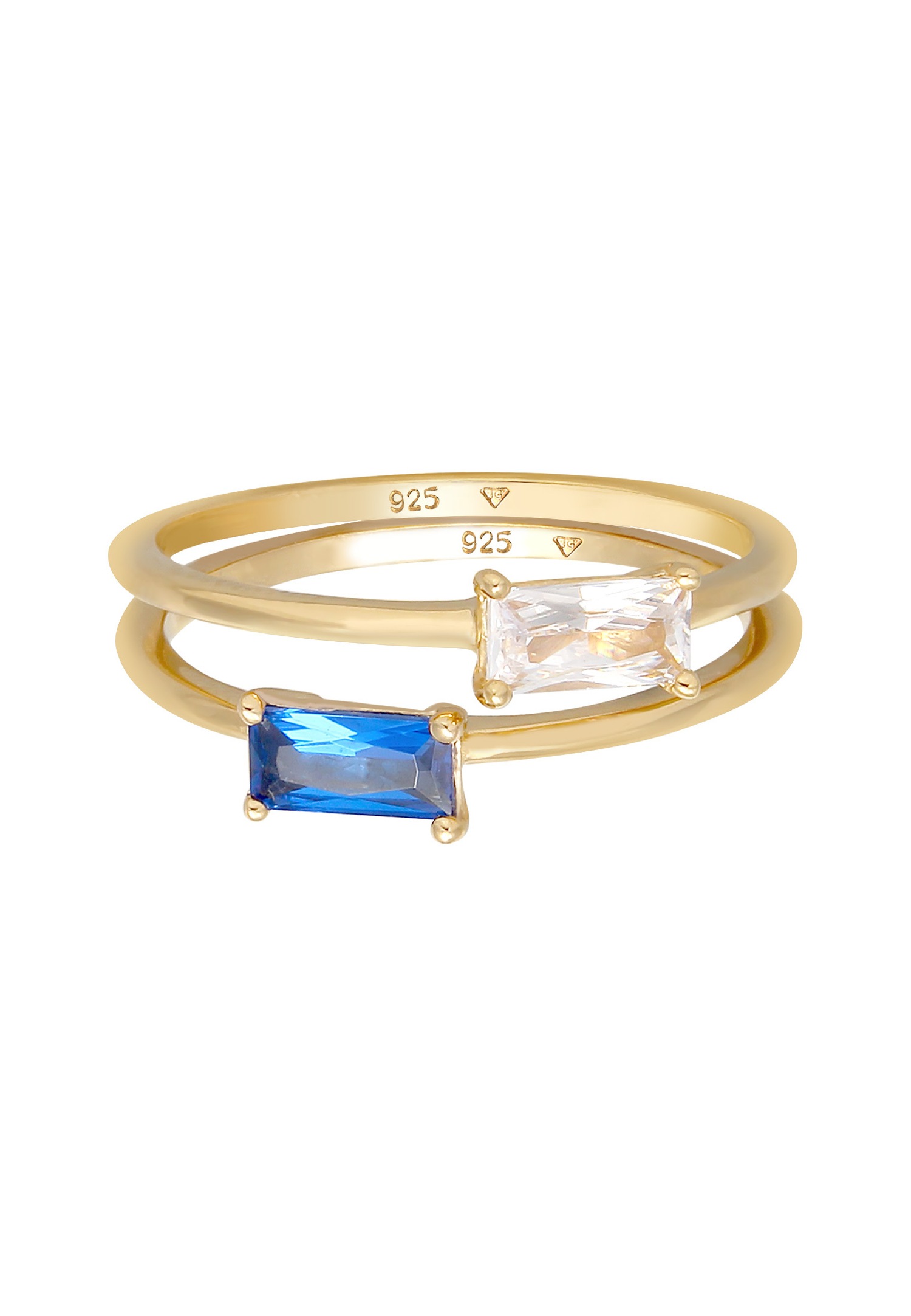 Elli PREMIUM Set Zirkonia Synthetischer Saphir 925 vergoldet