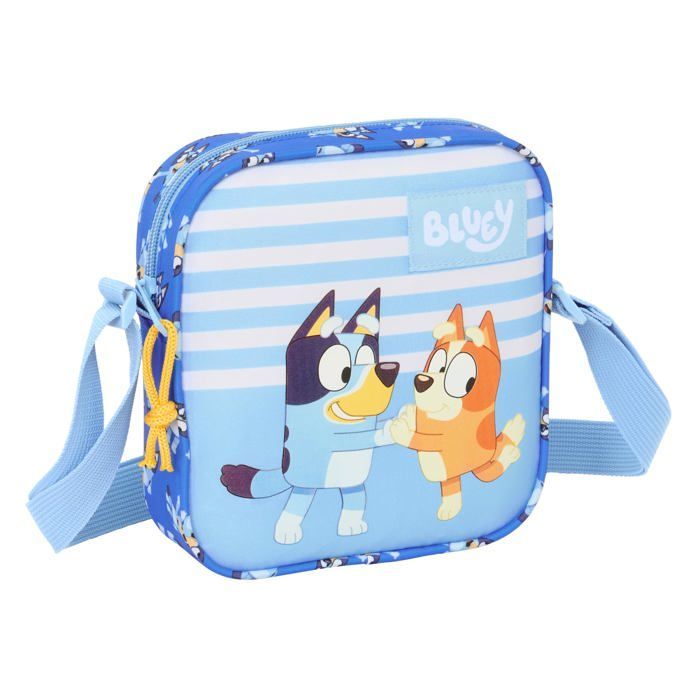 Borsa a tracolla per bambini - Safta - BLUEY LET'S PLAY - 16x4x18 cm - Blu - Poliestere resistente - Tracolla regolabile