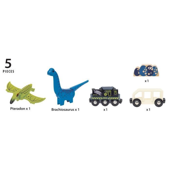 Trenino elettrico a batteria Brio Dinosaur - Dinosauro incluso - per set di trenini in legno - Età 3+ - Brio World - 36096