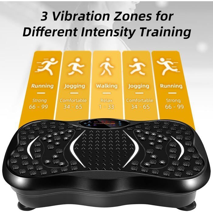 Vibrationsplattform – EVOLAND – 10 Stufen – 5 Programmmodi – Integriertes Bluetooth – mit Fernbedienung – Maximale Belastbarkeit: 150 kg
