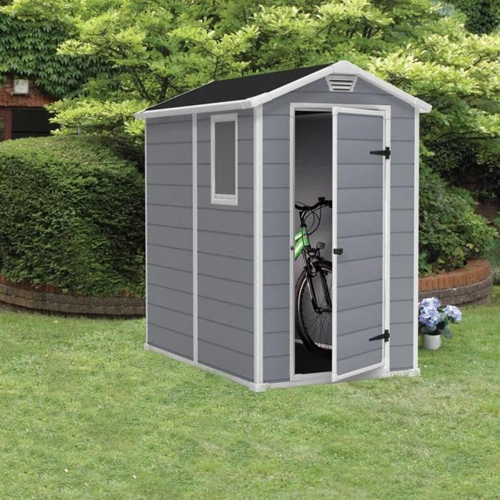 Casinha de jardim KETER Manor 46S de 2,5 m², 192 x 130 x 198 cm - Casinha resistente às intempéries, cinza