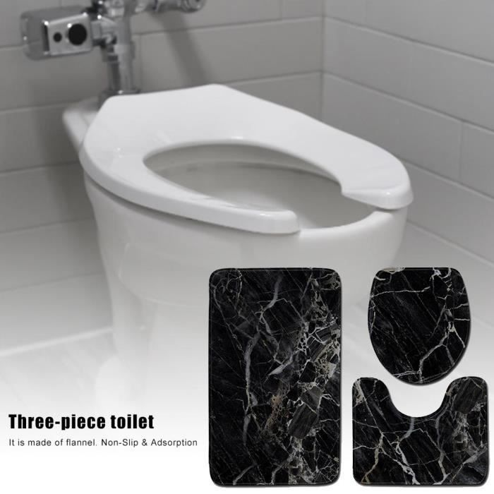 Alfombrilla de baño - 50x80cm - Mármol negro - 3 piezas - Moderna