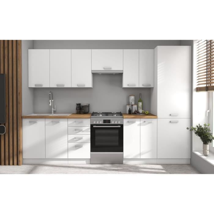Conjunto de cozinha completo ATLAS com 8 peças - Acabamento branco - L300 x A52 x A82 cm - Bancada não incluída