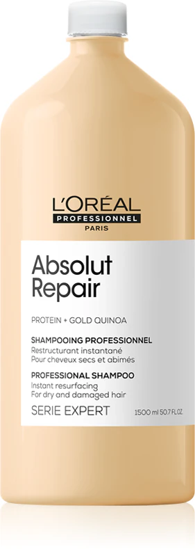 Shampoo L'Oréal Professionnel Serie Expert Absolut Repair, regenerador profundo para cabelos secos e danificados.