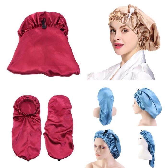Nightcap, Satin Nightcap, Elastic Sleep Cap, Shower Cap, Night Hat with Buttons, for Hair