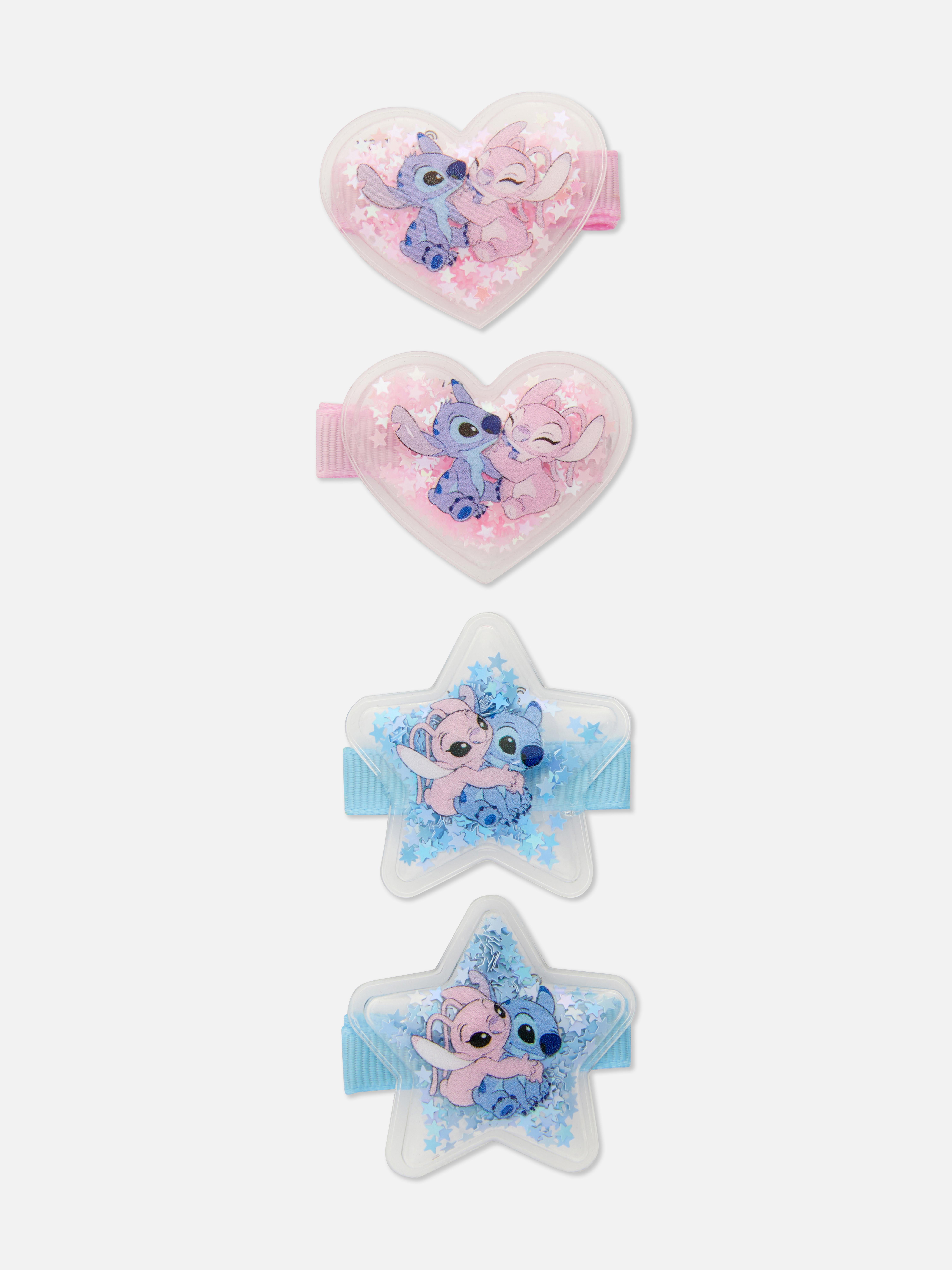 Agrafe de păr Disney Stitch, set de 4. Oferă coafurii micuțului tău o notă Disney cu aceste agrafe jucăușe cu Stitch și Angel.