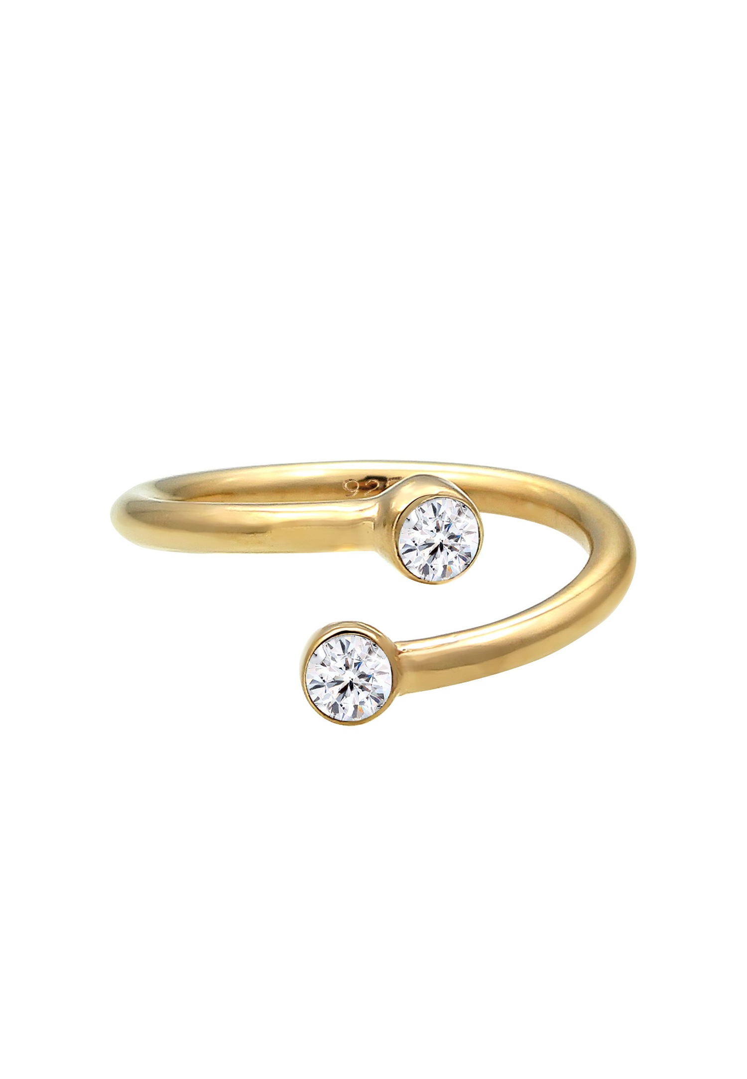 Elli Femmes étincelant Enroulé Ouvert avec cristaux en argent sterling 925 plaqué or