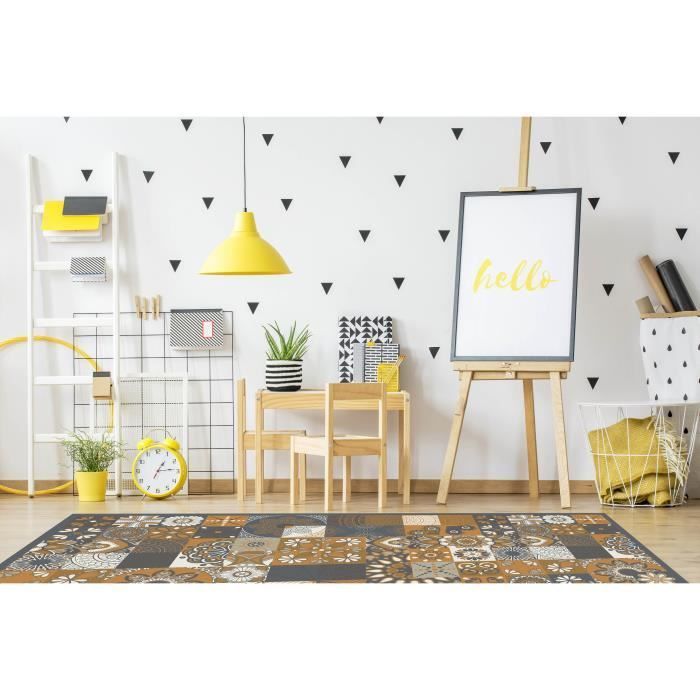 Vinylteppich - Panorama - Zementfliesen - Orange - 60 x 200 cm - Strapazierfähig und preiswert