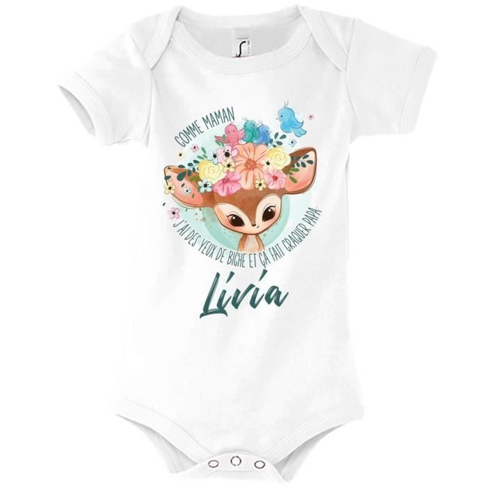 Body bébé fille - LIVIA - Livia - Comme Maman yeux de biche - Blanc - 0 à 2 ans