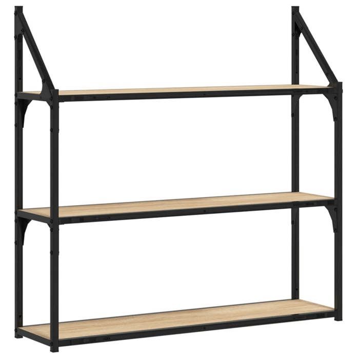 vidaXL Étagère murale 3 niveaux chêne sonoma 80x21x78,5 cm 835455