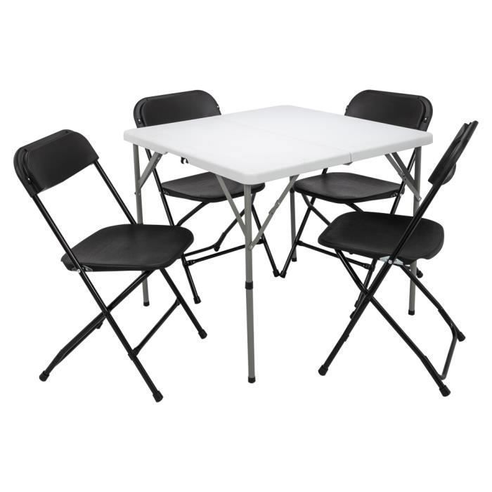 Mesa plegable larga, apta para uso interior y exterior, fácil de guardar, blanca, 86*86*74 cm.