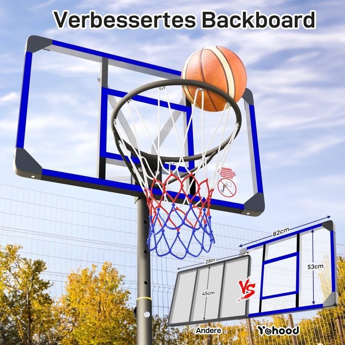 Freestanding Basketball Hoop, Adjustable Height 147-260CM, Portable for Children/Adults, Indoor/Outdoor Use