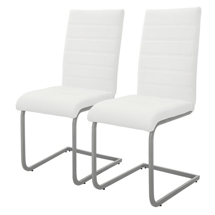 ML-Design - 2 sillas de comedor blancas de piel sintética, respaldo ergonómico, asiento acolchado, sillas de comedor para sala de estar o cocina.