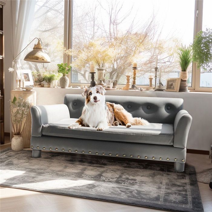 Canapé pour Chien Grande Taille - Moderne et Chic - Gris - 120x74x40cm