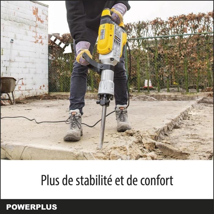 Powerplus marteau-piqueur  électrique POWX11861- Puissance de 1700 W et force d’impact de 60 J -  1900  coups par minute