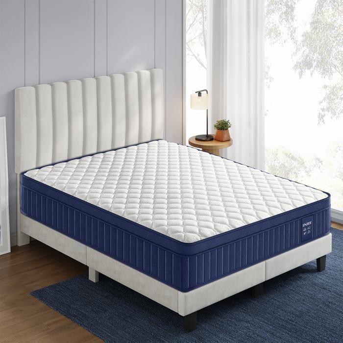 Colchón híbrido INRE de 140x190 cm, 30 cm de grosor, muelles ensacados + espuma de alta resiliencia, 7 zonas de confort, soporte firme.