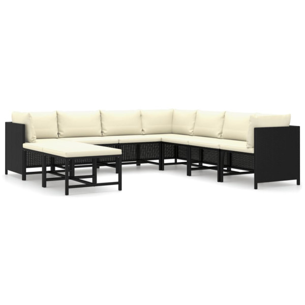 Zestaw wypoczynkowy do ogrodu Czarny Technorattan 3x sofa narożna   4x