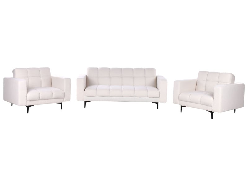 Zestaw wypoczynkowy sofa 2 fotele biały